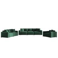 SOFASET Megan 3-2-1 In Salvador - Dunkelgrün, Holzwerkstoff/Textil (327/75/98cm) - Fun Möbel