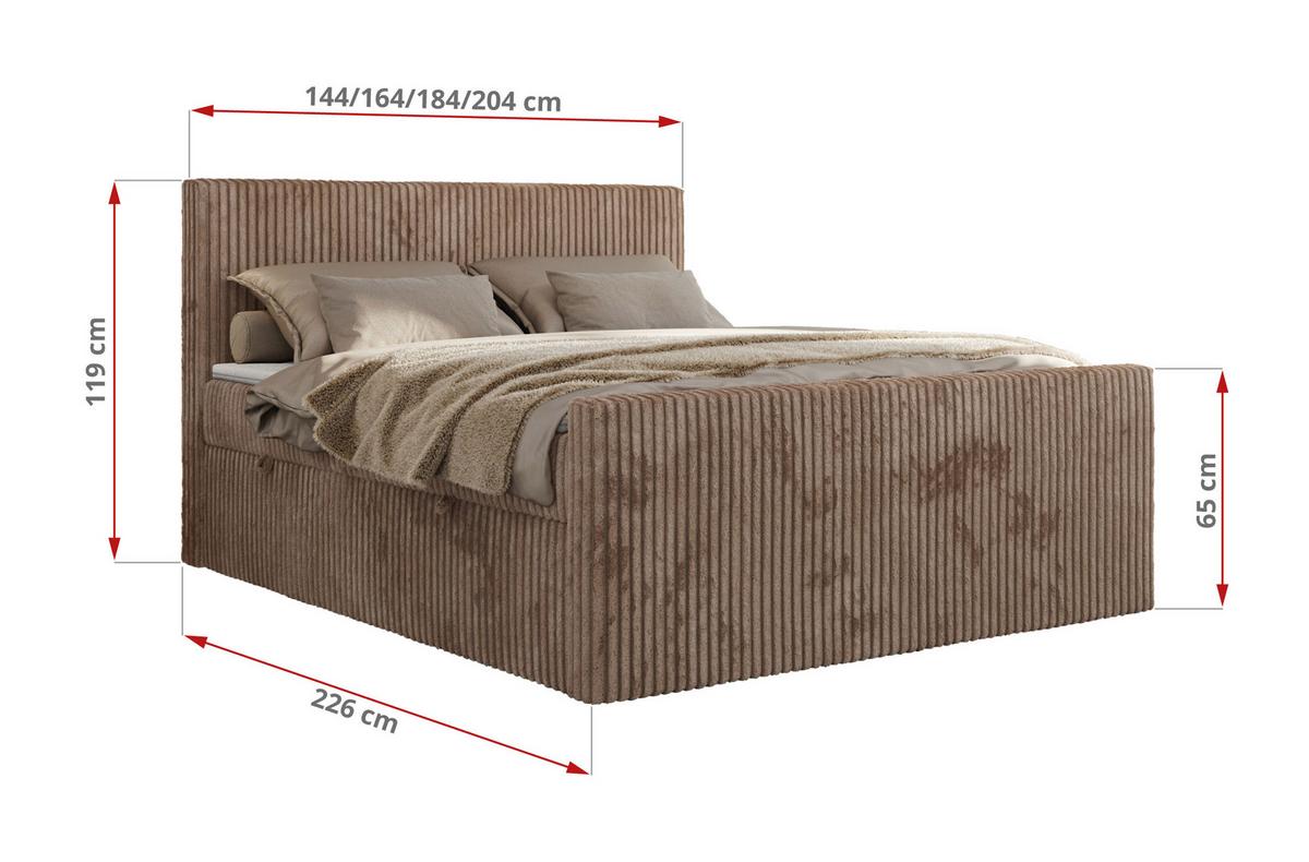 BOXBETT TILIANO DUO 180/200 - Braun Cord - H3 - Braun, Textil (180/200cm) - MKS