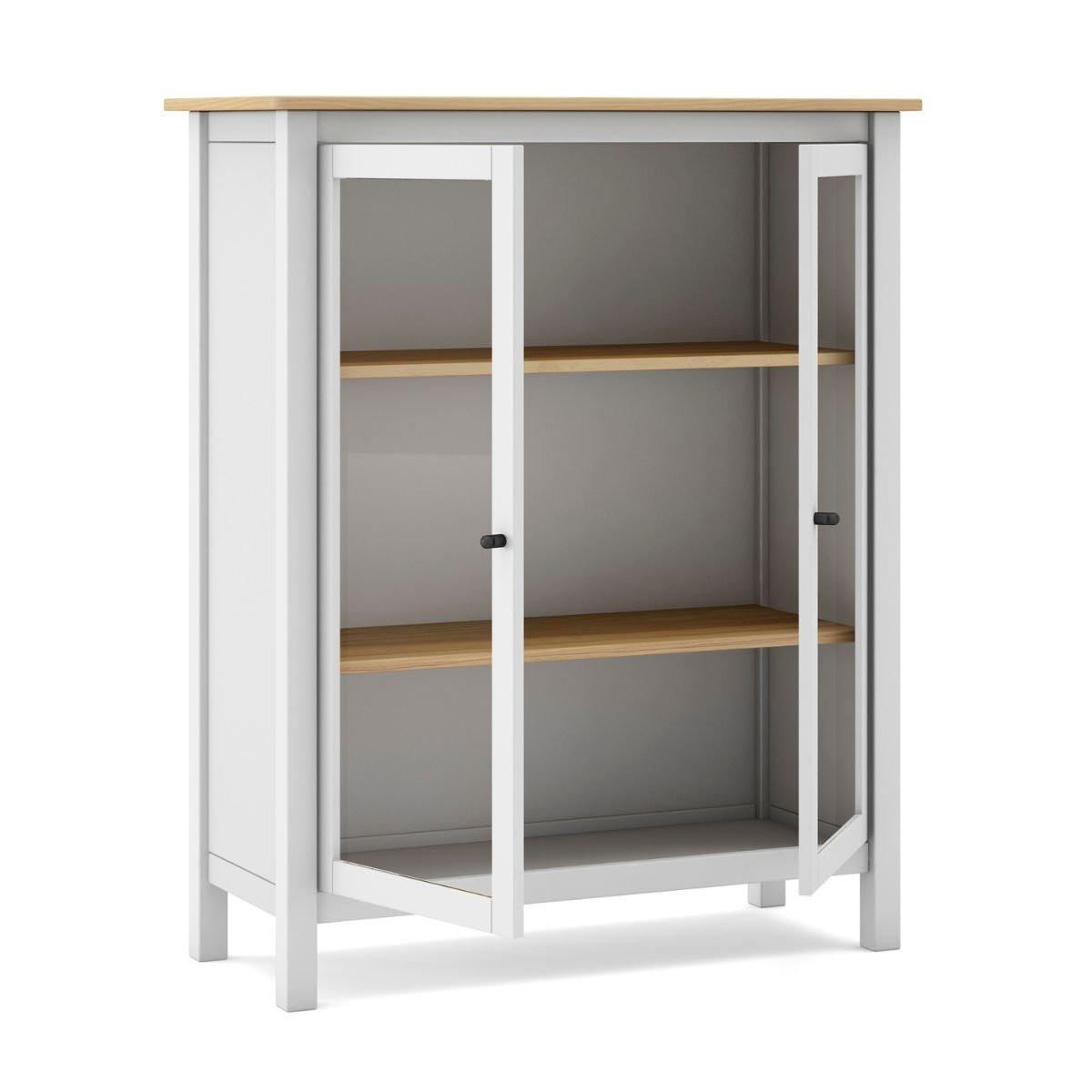 VITRINE 2 Türen L90 x H110 cm - Misti - Weiß, Holz (40/110/90cm) - Calicosy
