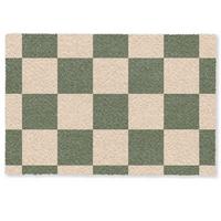 FUSSMATTE Schachbrettmuster - Grün - Beige - Blöcke Flurteppich 60x40 cm - Olivgrün, Kunststoff (60/0.4cm) - MuchoWow
