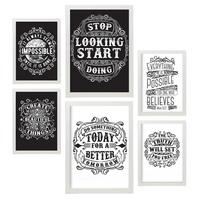 POSTER Set Mit 6 Motivierend In Rustikale Zitate A3 & A4 Weißer Rahmen - Weiß, Papier (29/3cm) - Nacnic