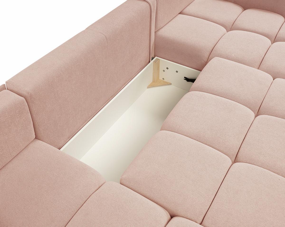WOHNLANDSCHAFT Hosio Rosa-Creme 359/177/88 cm mit Schlaffunktion - Schwarz/Rosa, Kunststoff/Textil (359/88/177cm) - AX Living