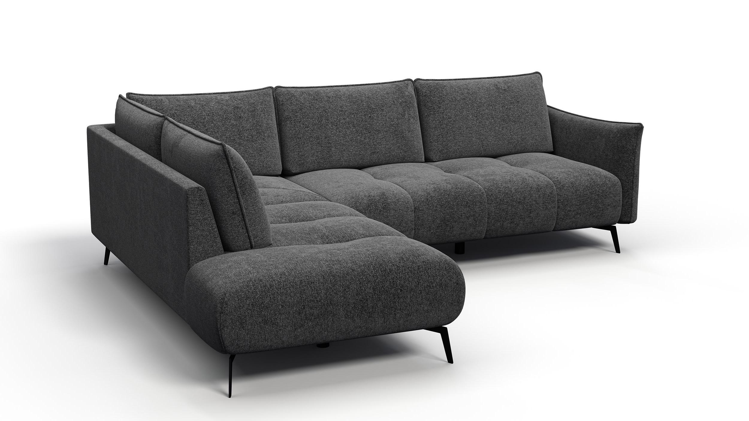ECKSOFA AERA 5-Sitzer links, dunkelgrau - Dunkelgrau/Schwarz, Holz/Textil (268/206cm) - Wozimo