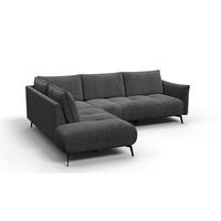 ECKSOFA AERA 5-Sitzer links, dunkelgrau - Dunkelgrau/Schwarz, Holz/Textil (268/206cm) - Wozimo