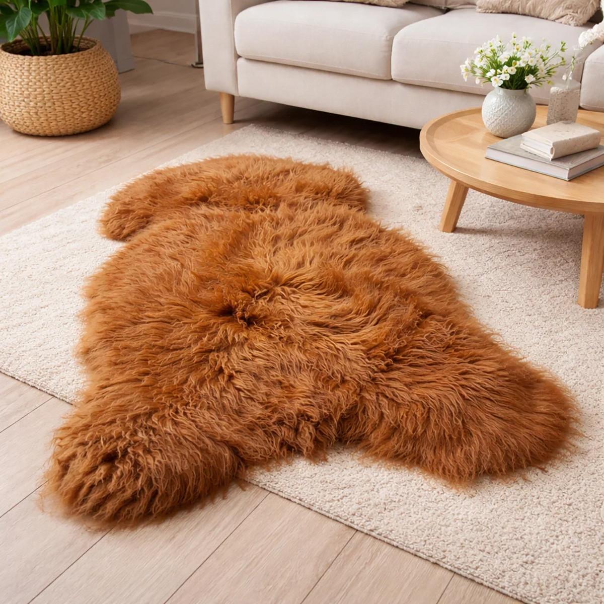 SCHAFFELL Langhaar skandinavisch weich chromfrei Ginger ca. 125 cm - Rotbraun, Fell (70/125cm) - Provellus
