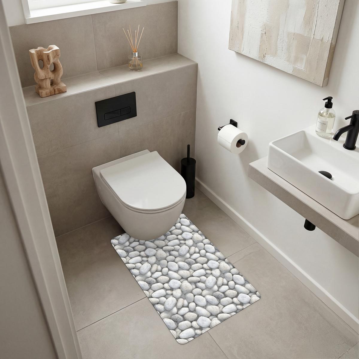 WC-VORLEGER Steine - Grau - Oval WC Teppich 50x80 cm - Hellgrau, Textil (50/1cm) - OnlyWow