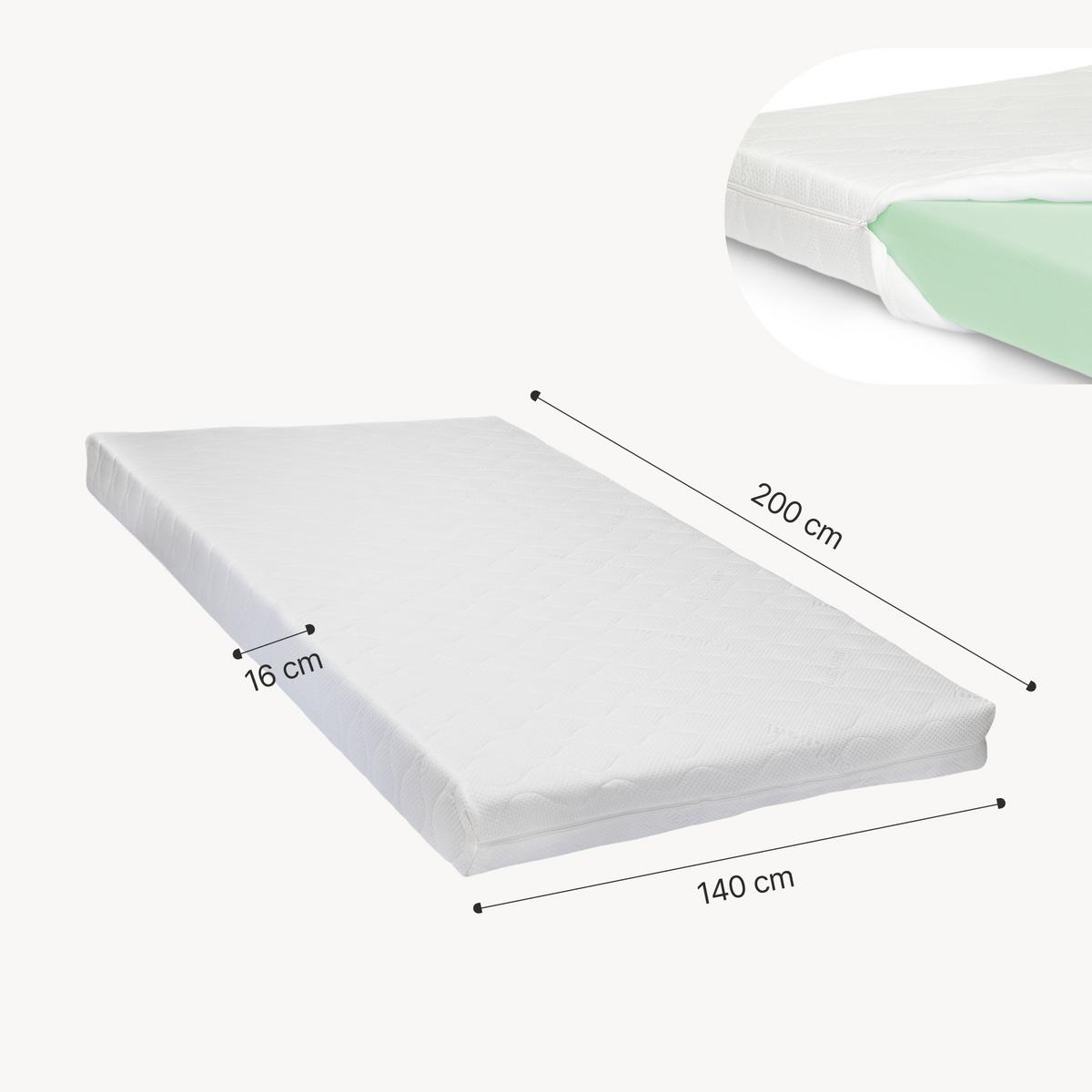 LED POLSTERBETT Tröstiar mit Matratze - Beige, Holzwerkstoff/Kunststoff (140/200cm) - [en.casa]