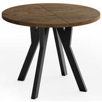 ESSTISCH Vero rund ausziehbar verlängerbar, Eiche Braun Rustikal 100-200/100/77 cm - Alteiche/Schwarz, Holz/Holzwerkstoff (100/200/76.5cm) - WFL GROUP