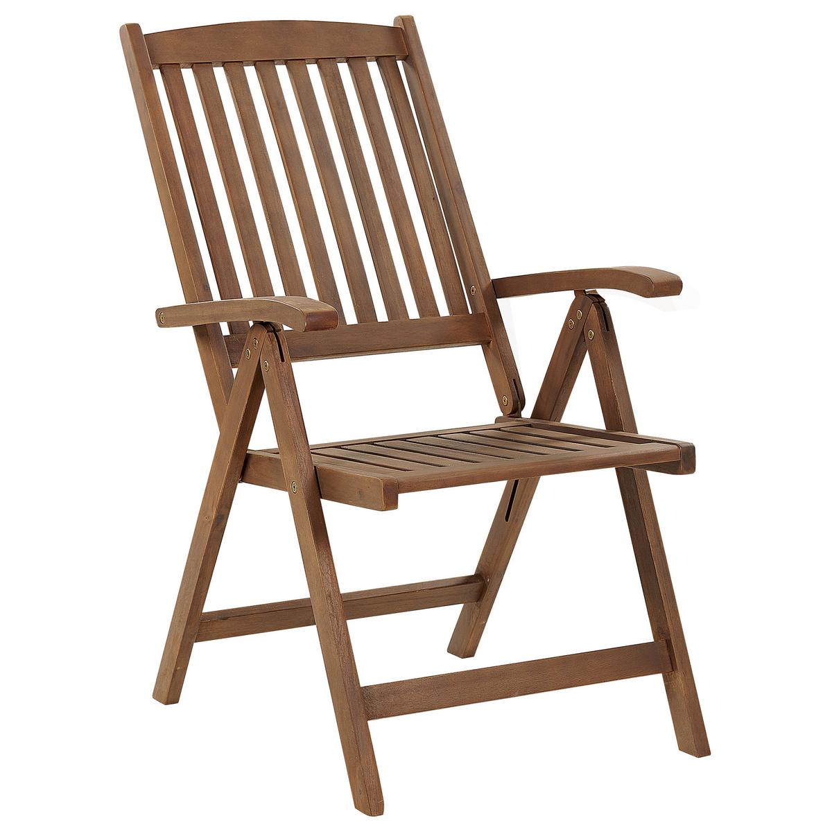 GARTENSTUHL 2er-Set Akazienholz dunkelbraun Auflagen blau Amantea - Blau/Dunkelbraun, Holz (54/105/69cm) - Beliani