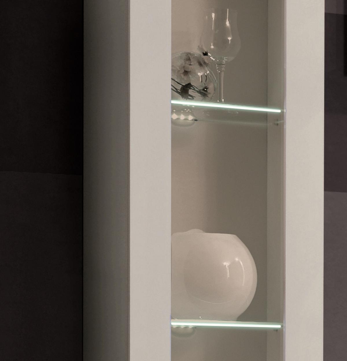 WOHNWAND Kaschmir 260 cm 5-teilig, Schrankwand hängend mit LED-Beleuchtung - Kaschmir, Glas/Holzwerkstoff (260/170/40cm) - Inn.Furn