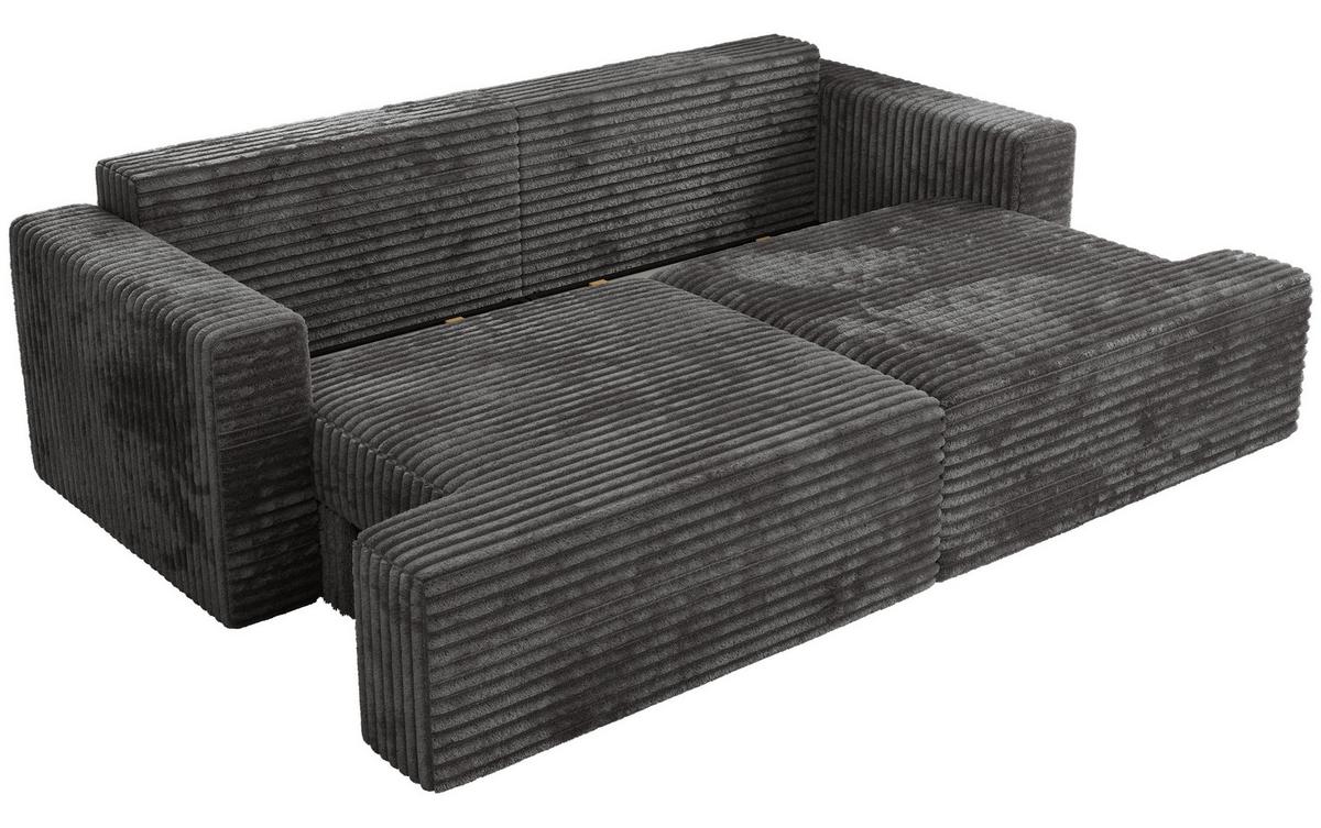 4-SITZER SOFA VIRELLA Grau Cord - Schwarz/Grau, Kunststoff/Textil (240/88/115cm) - MKS