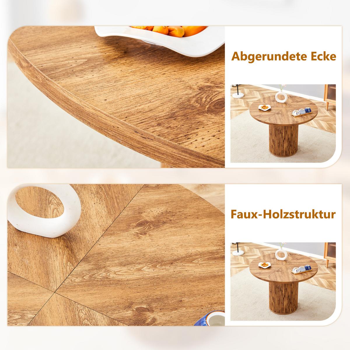 ESSTISCHSET rund 100cm 4 stühle holzoptik - Eichefarben, Textil (100/76/100cm) - Urban Meuble