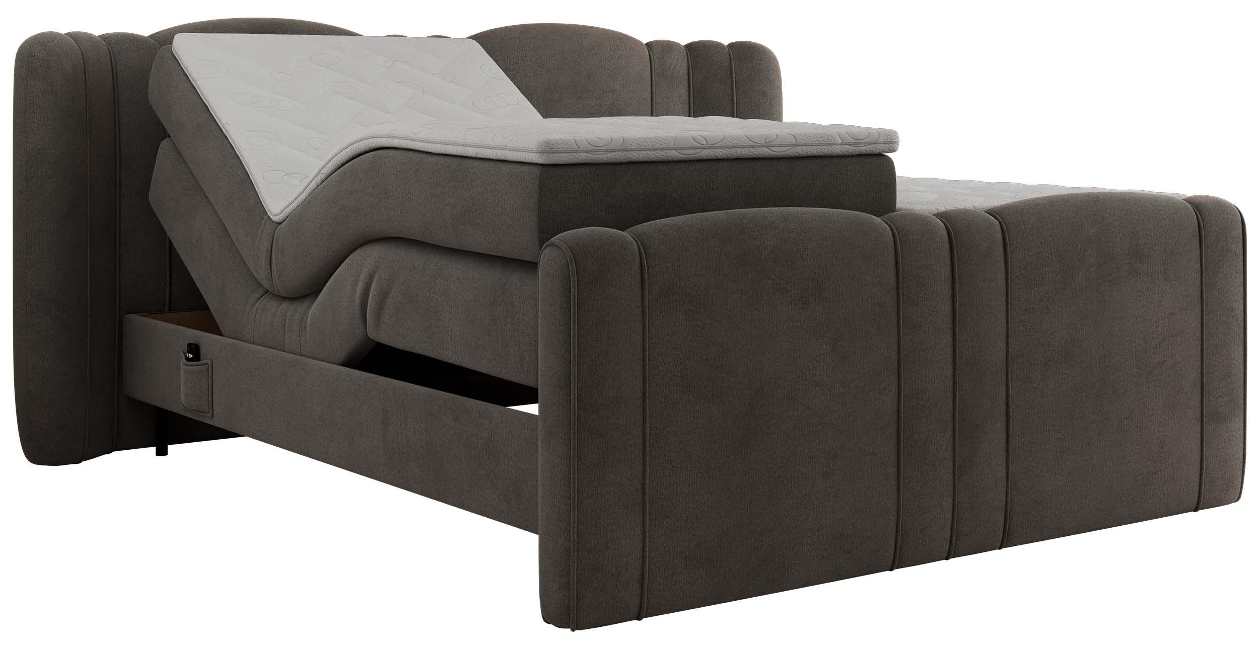BOXBETT FORTINA 180/200 - Dunkelgrau Velvet - H4 - Dunkelgrau, Holz/Textil (180/200cm) - MKS