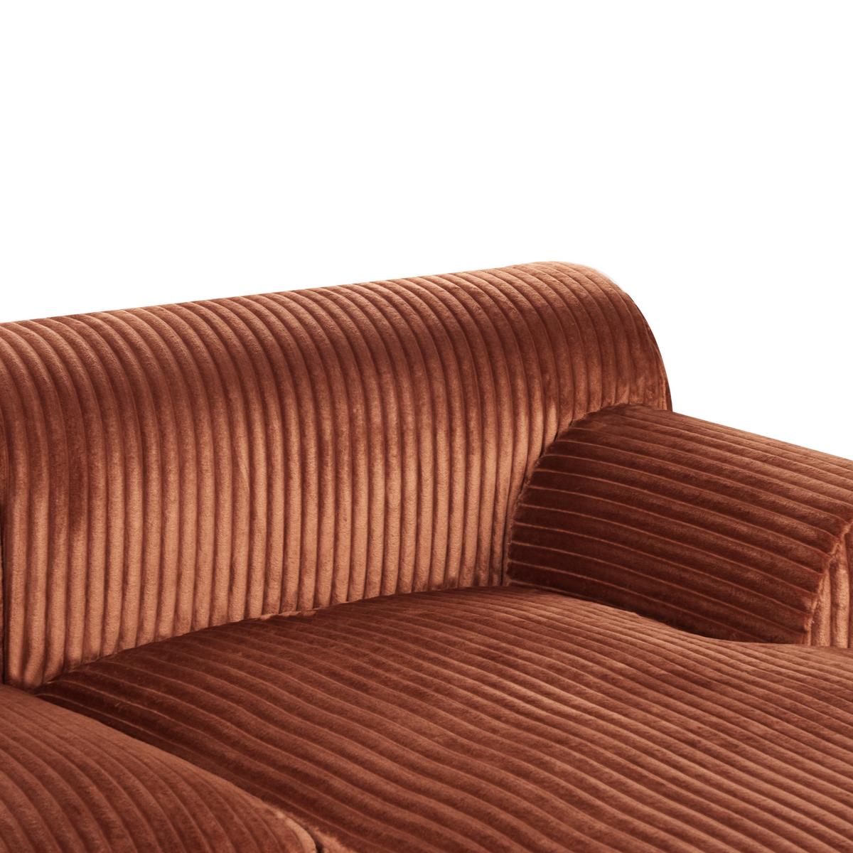 ECKSOFA Cord Braun rechtsseitig Stenum - Messingfarben/Braun, Textil (242/168cm) - Beliani