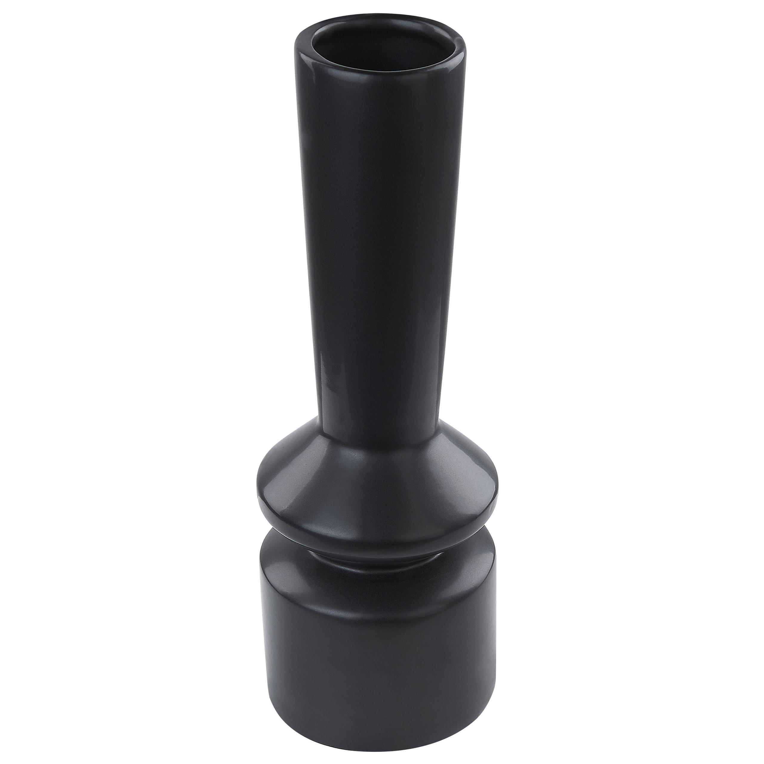 BLUMENVASE Dolomit schwarz Peania - Schwarz, Keramik (30cm) - Beliani