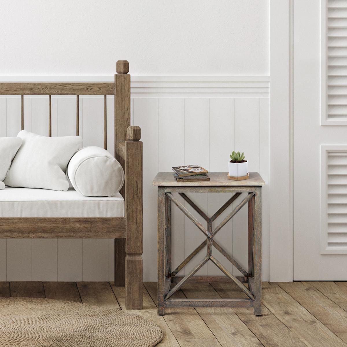 BEISTELLTISCH Florence 45x45x55 cm quadratisch Grau aus Mangoholz - Grau, Holz (55/45/55cm) - WOMO-DESIGN