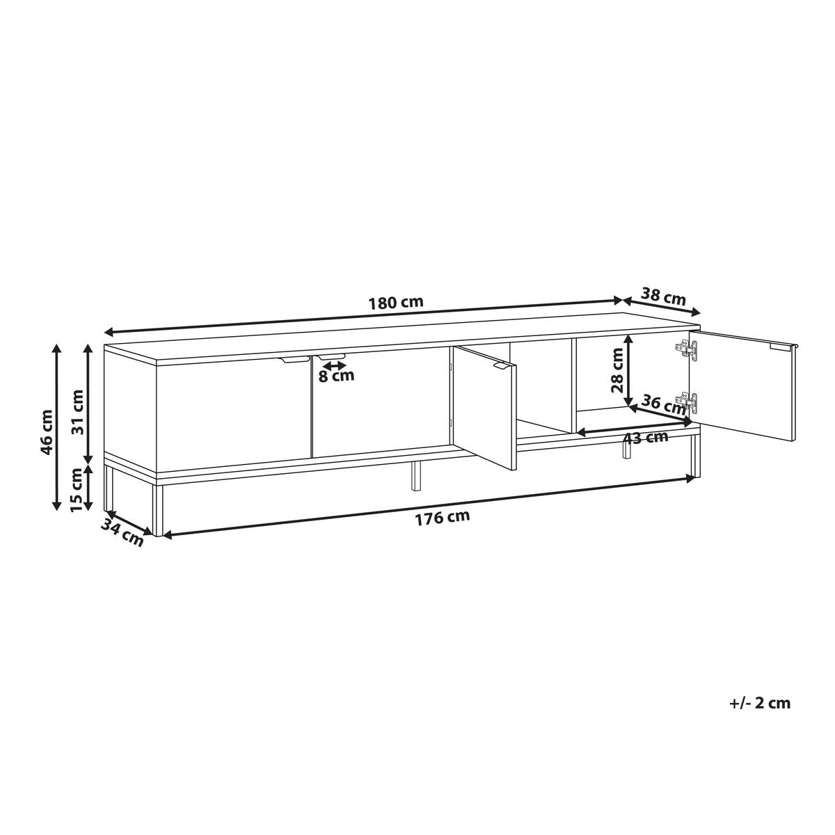 TV-MÖBEL Weiß Adelaide - Weiß, Holzwerkstoff (180/46/38cm) - Beliani