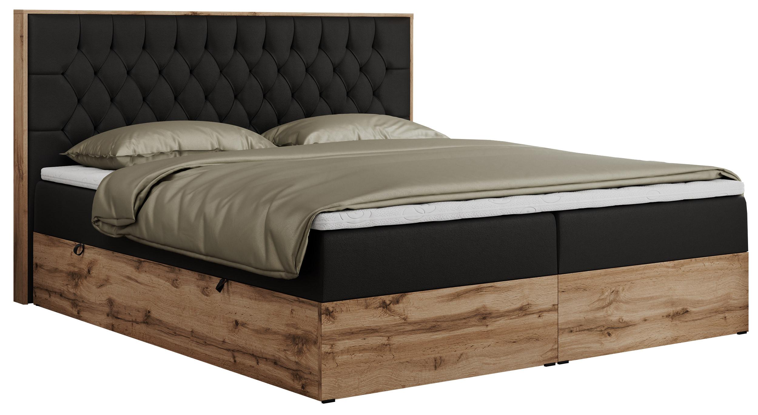 BOXBETT AMORE 200/200 Schwarz Velvet - H4 - Schwarz, Holz/Textil (200/200cm) - MKS