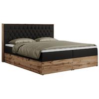 BOXBETT AMORE 160/200 Schwarz Velvet - H4 - Schwarz, Holz/Textil (160/200cm) - MKS