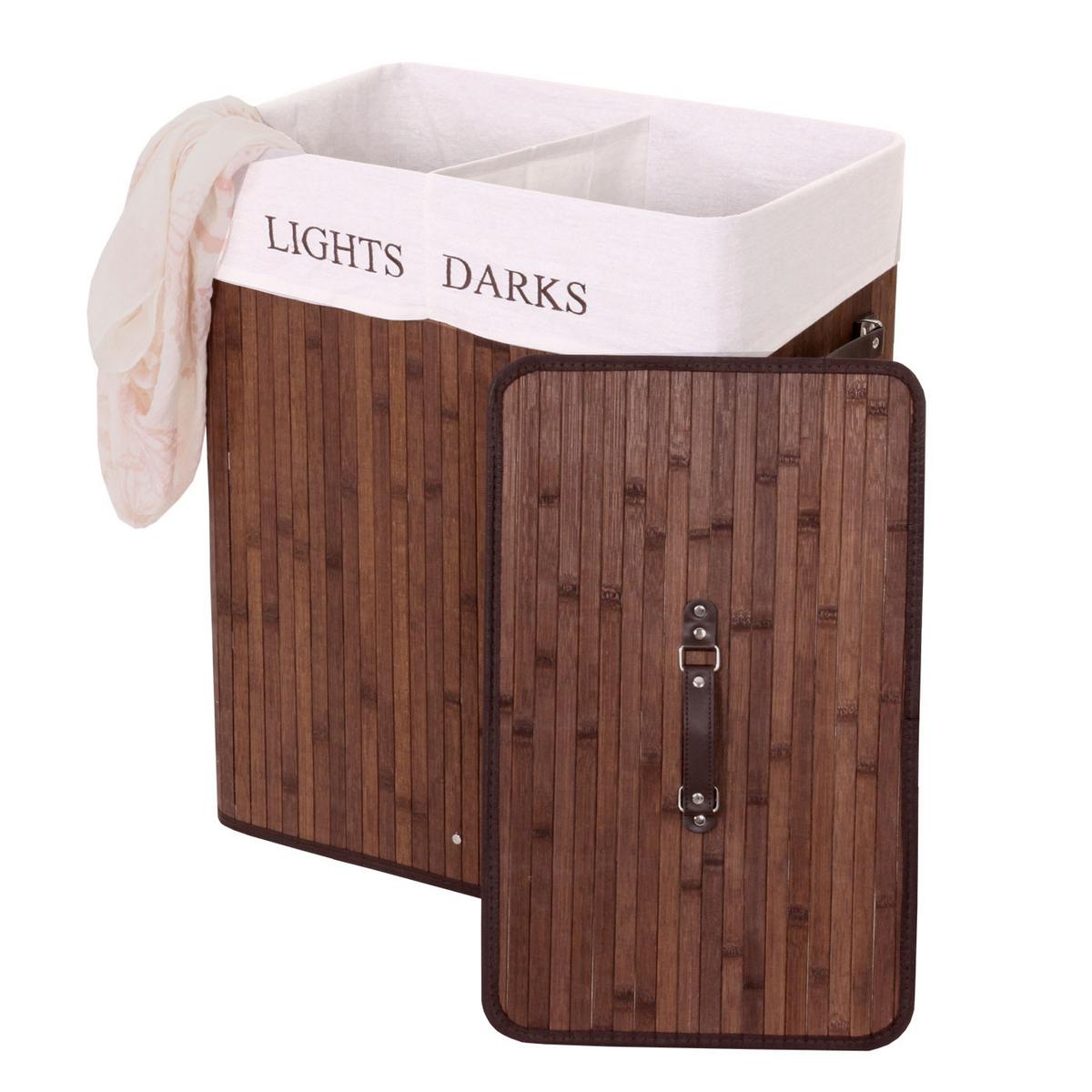 WÄSCHEKORB Braun, Cremeweiß - Creme/Braun, Holz (55/63/34cm) - MCW