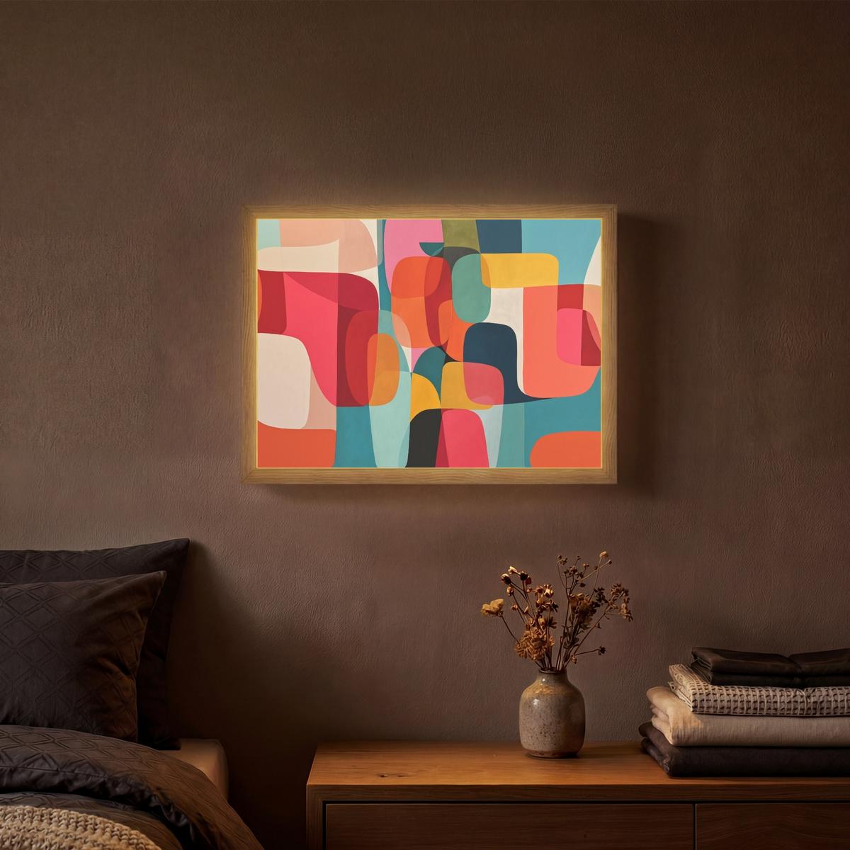 WANDLEUCHTE MIT AKKU Formen - Bunt - Abstrakt - Flugzeuge 40x30 cm - Multicolor, Holzwerkstoff (40/30/8cm) - OnlyWow