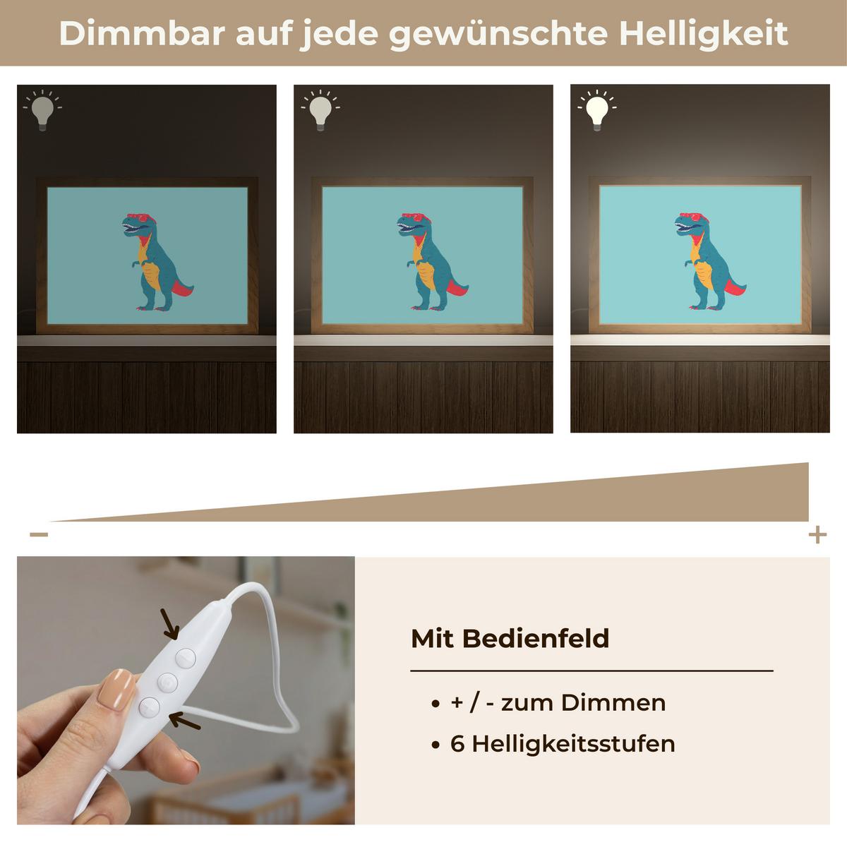NACHTTISCHLAMPE Dinosaurier - Blau - Sonnenbrille 30x20 cm - Hellblau, Holzwerkstoff (8/30/20cm) - OnlyWow