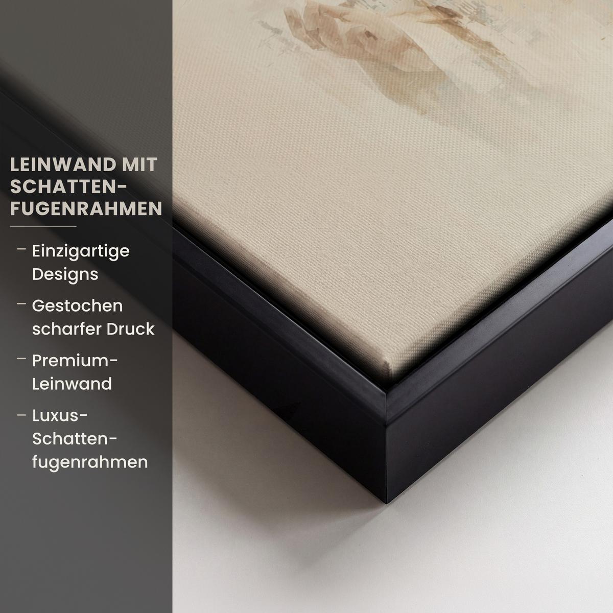 LEINWAND Bilder mit Rahmen - Porträt - Abstrakt - Jesus - Beige - 40x30 - Beige, Textil (40/30cm) - MuchoWow