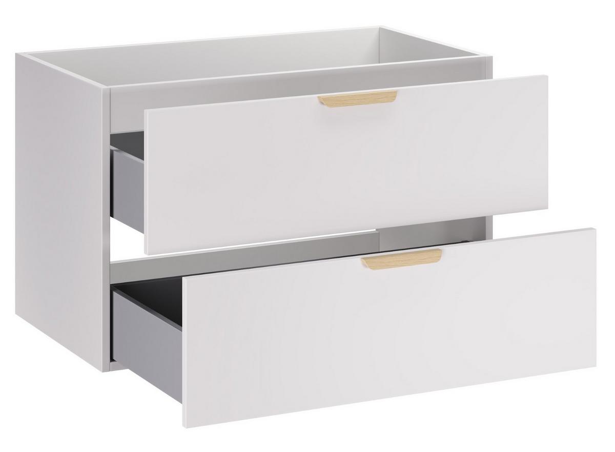 WASCHBECKENUNTERSCHRANK Aster 2 Teile Weiß mit Eiche - 80 x 46 x 52 cm - Eichefarben, Holz (80/52/46cm) - Badplaats
