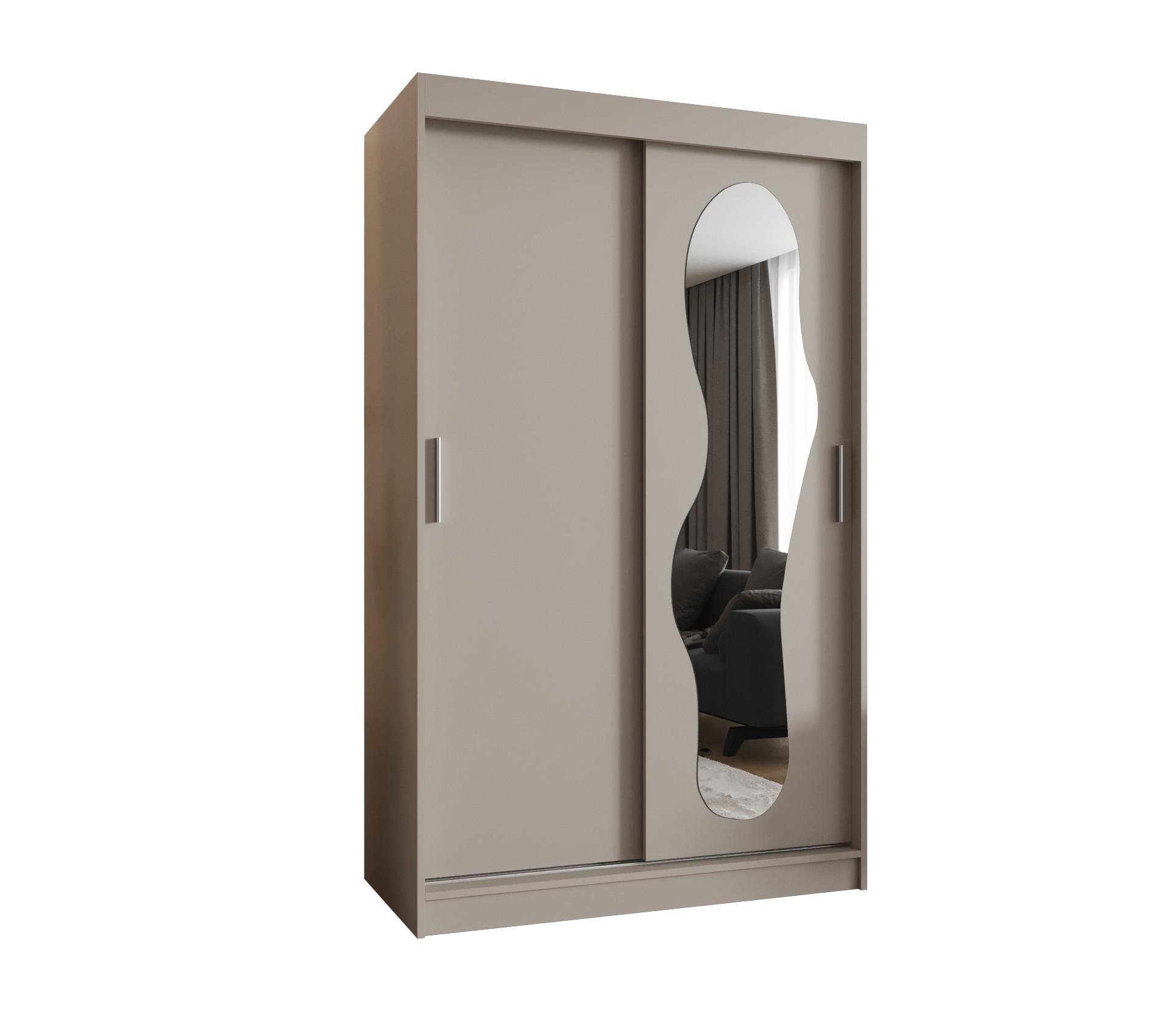 SCHIEBETÜRENSCHRANK mit Spiegel ULTRA 200/120/62 2-türig - Kaschmir/Silberfarben, Holz (120/200/62cm) - MÖBEL KRYSPOL