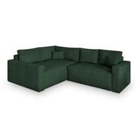 ECKSOFA ERONIS L-S Grün Kordstoff mit Schlaffunktion - Grün, Holz (265/194cm) - MASSENO