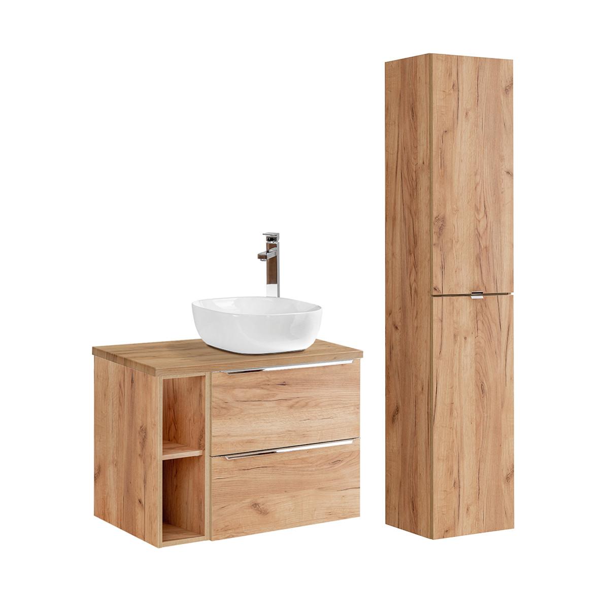 BADMÖBEL 80.4cm April 2er-Set Holz - Braun, Holzwerkstoff (80.4/59/46cm) - Petits-meubles