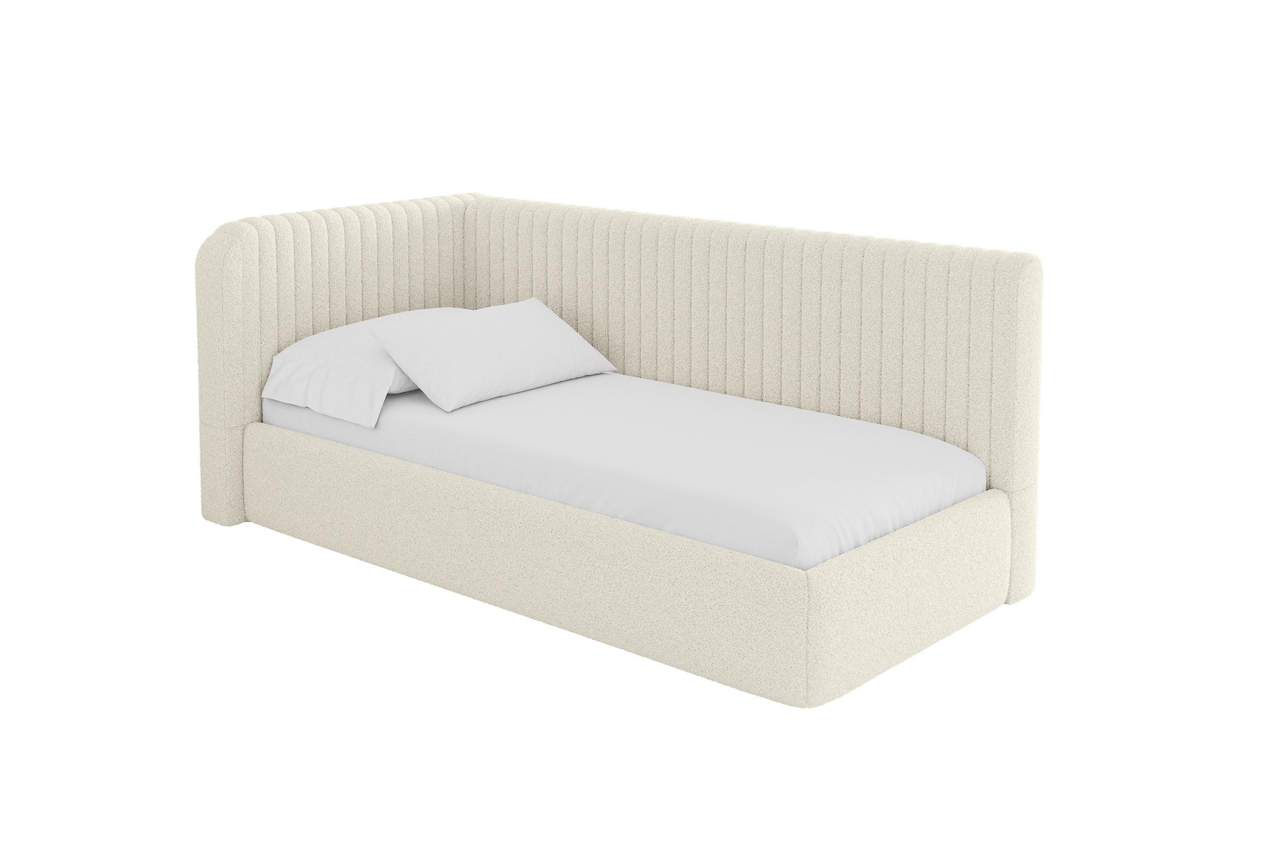 EINZELLBETT Jugendbett mit Bettkasten, Rechts - AURY 100x200 Beige - Perlmutt, Holzwerkstoff/Textil (100/200cm) - ALTDECOR