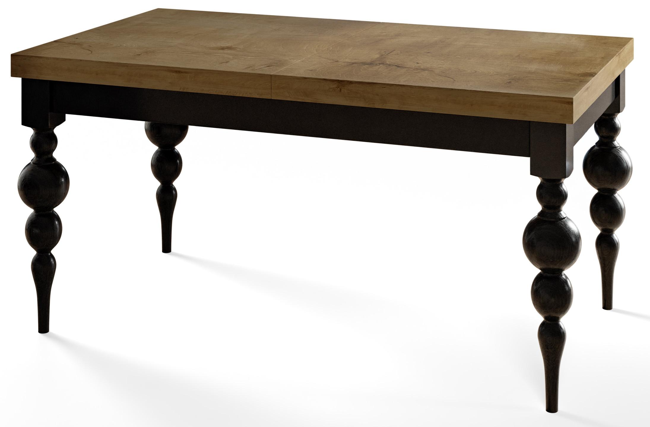 RECHTECKIGER Esszimmertisch LENA, ausziehbarer Tisch, Größe: 140-180X80X78,5 cm, Wohnzimmertisch Farbe: LEFKAS, mit Tischbeinen in Farbe Schwarz - Dunkelbraun/Schwarz, Holzwerkstoff (140/80/79cm) - Alpi-Möbel