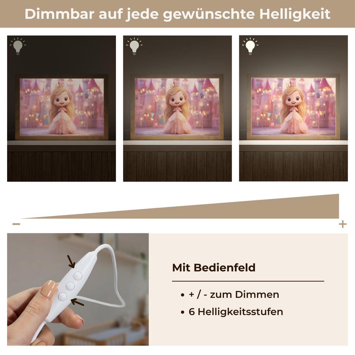 NACHTTISCHLAMPE Prinzessin - Rosa - Schloss 30x20 cm - Rosa, Holzwerkstoff (8/30/20cm) - OnlyWow