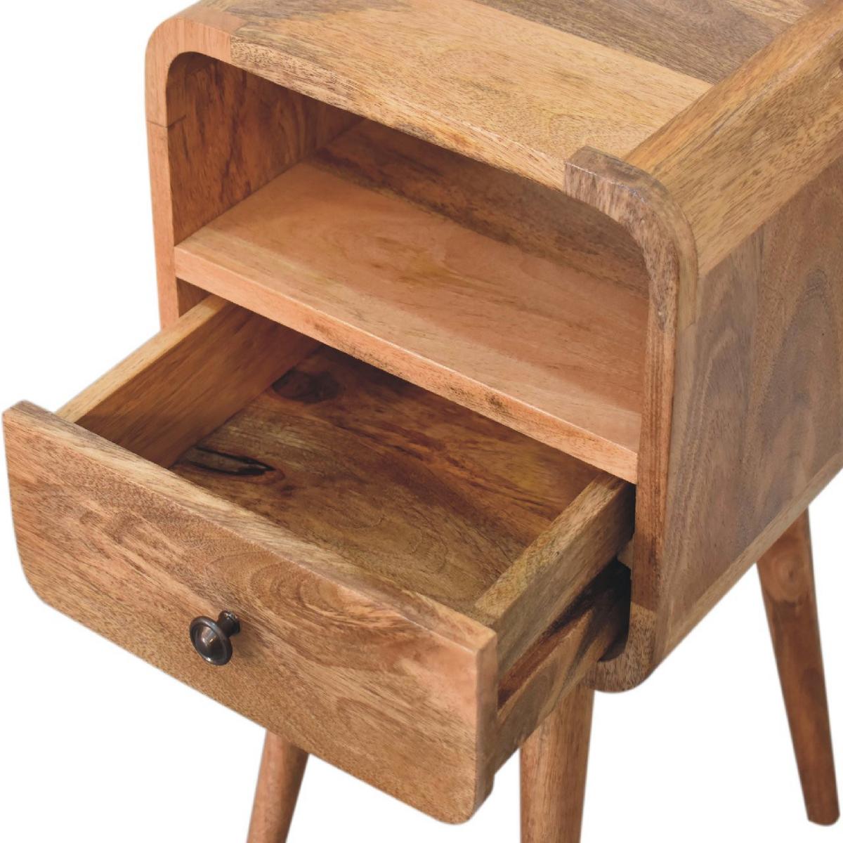 NACHTTISCH mit offenem Fach, 1 Schublade, 1 Offenes Fach, Beige - Messingfarben/Braun, Holz/Metall (30/55/30cm) - Artisan Furniture