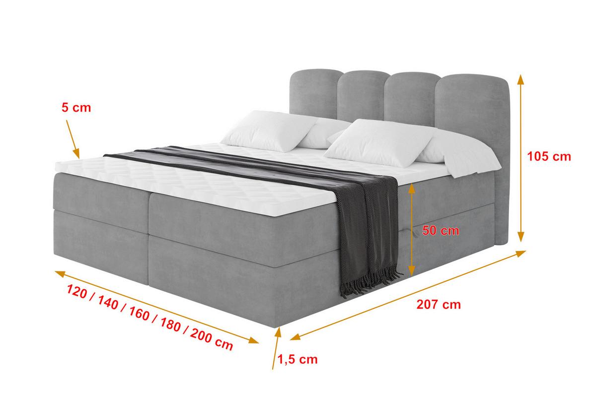 BOXBETT mit Matratze H4 - NINA - 140x200 cm - Hellgrau - Hellgrau, Holzwerkstoff (140/200cm) - ALTDECOR