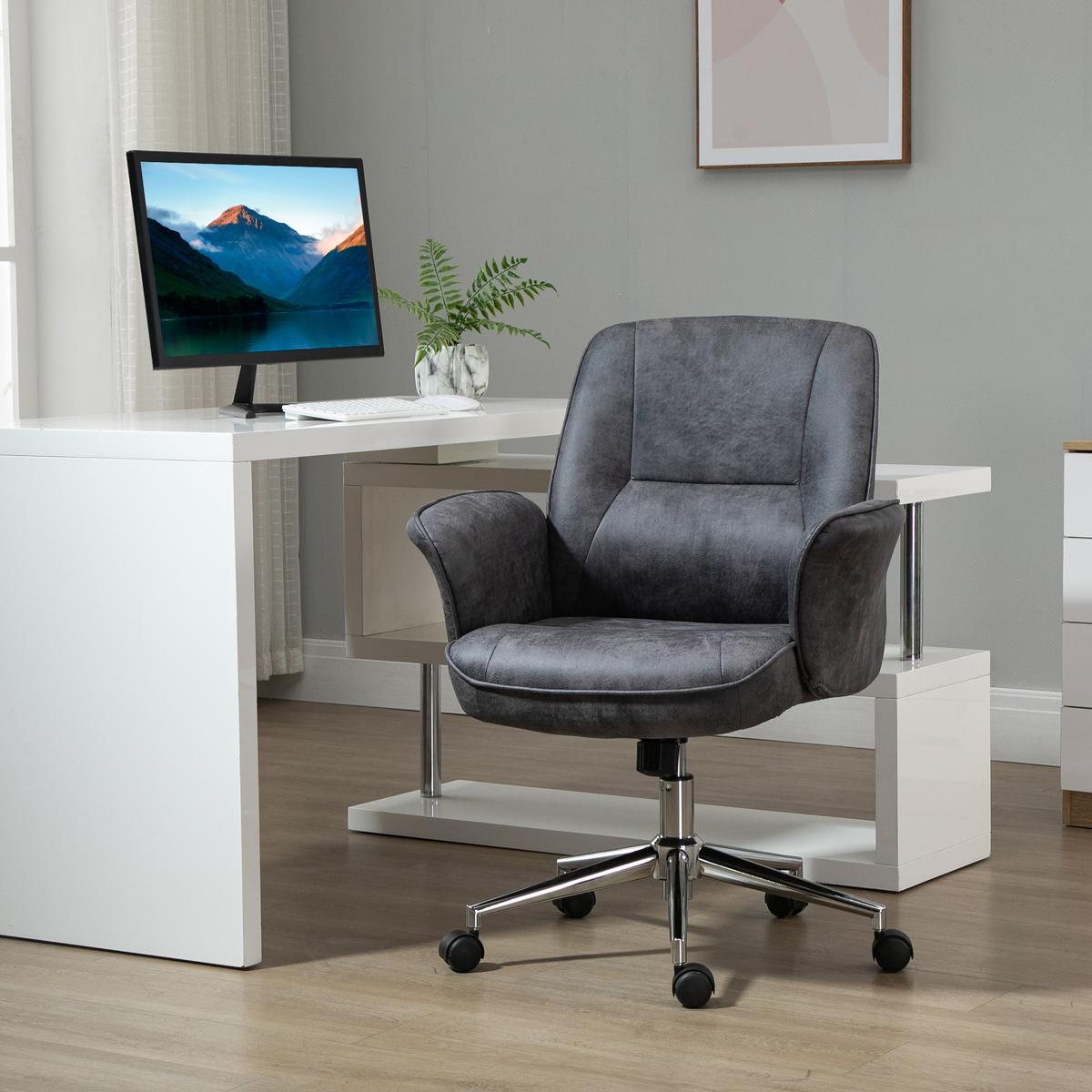 BÜROSTUHL Schreibtischstuhl drehbar verstellbar Mikrofaser Schaumstoff Grau - Dunkelgrau, Kunststoff (70/106/65cm) - Vinsetto