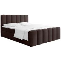 BOXBETT Serenity mit Bettkasten, Boucle Braun 120x200 cm – inkl. H4 Taschenfederkern Matratze & Foam Topper - Schwarz/Braun, Holz/Holzwerkstoff (120/200cm) - WFL GROUP