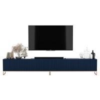 TV-LOWBOARD 2-er Set Elpis Marineblau mit Metallrahmen 150 cm - Blau/Kupferfarben, Holzwerkstoff/Metall (300/51.5/36.5cm) - Meble Lindner
