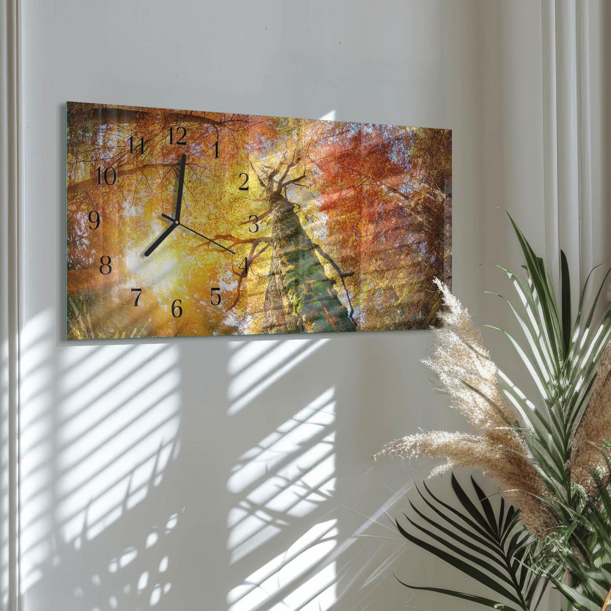 WANDUHR aus Glas 60x30 cm - Herbst - Gelb, Glas (60/30/0.4cm) - TULUP