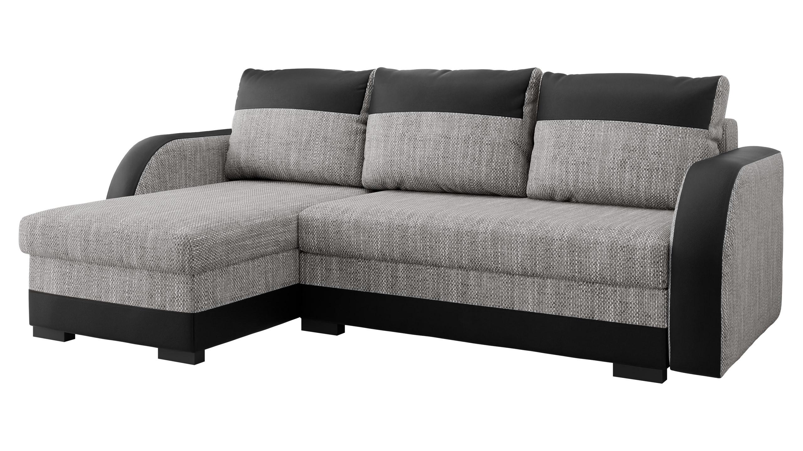 ECKSOFA Jozef - Schwarz/Grau, Holz/Textil (230/140cm) - MIRJAN24