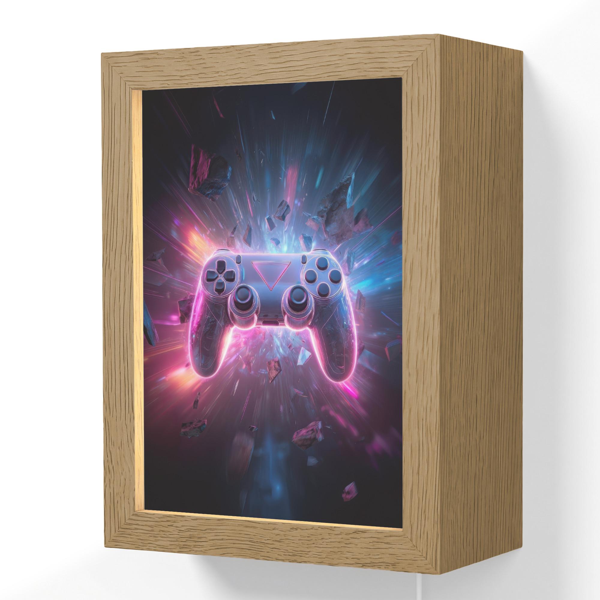WANDLEUCHTE Controller - Neon - Explosion - Abstrakt 15x20 cm - Violett, Holzwerkstoff (15/20/8cm) - OnlyWow