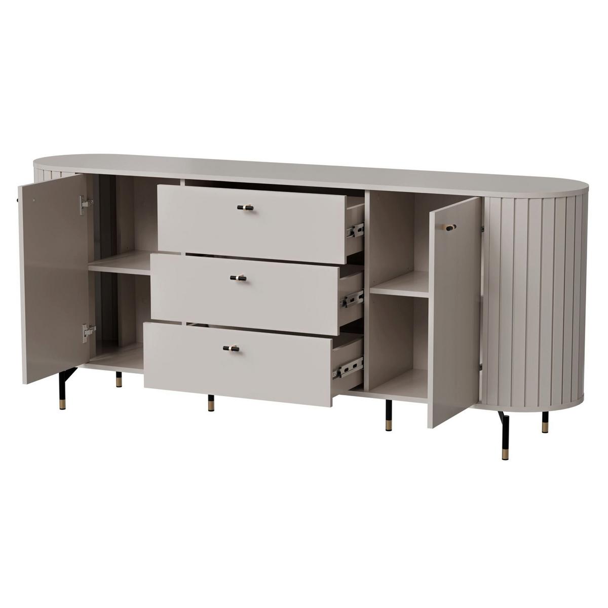 SIDEBOARD Zante Graubeige 190 cm - Taupe/Goldfarben, Holzwerkstoff/Metall (190/81/40cm) - Selsey