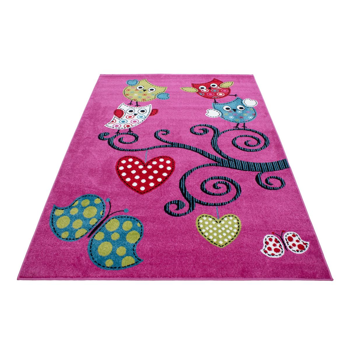 SPIELTEPPICH TASNA in Violett, mit Eulen-Motiv, 120 x 170 cm - Lila, Textil (170/120cm) - KADIMA DESIGN