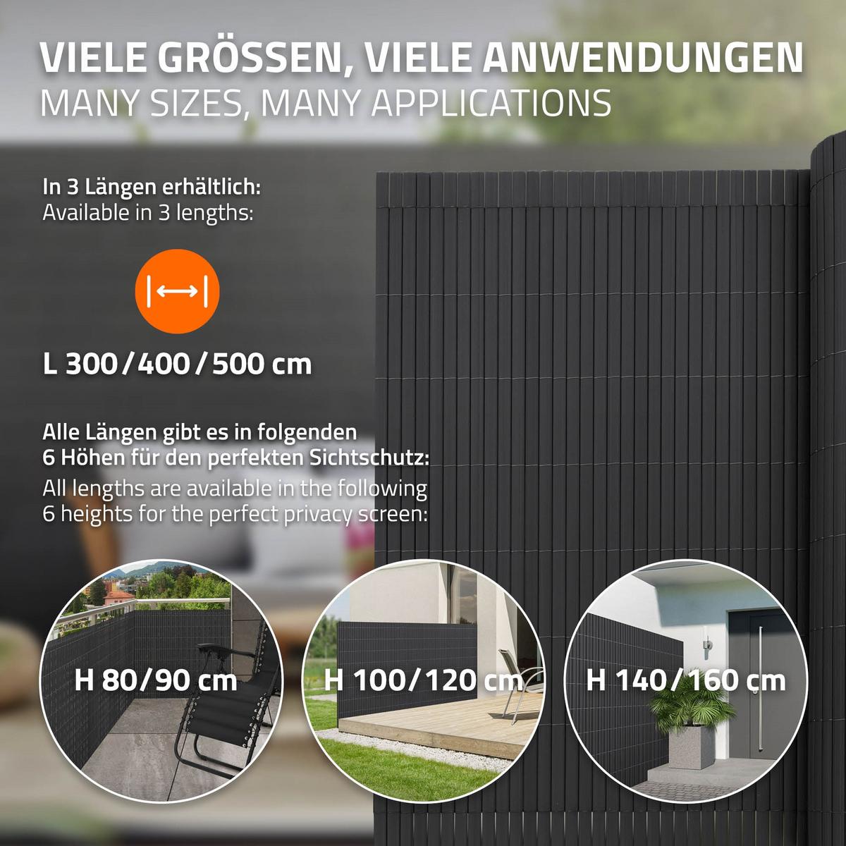 PVC SICHTSCHUTZMATTE 160 x 700 cm Anthrazit - Anthrazit, Kunststoff (700/160cm)