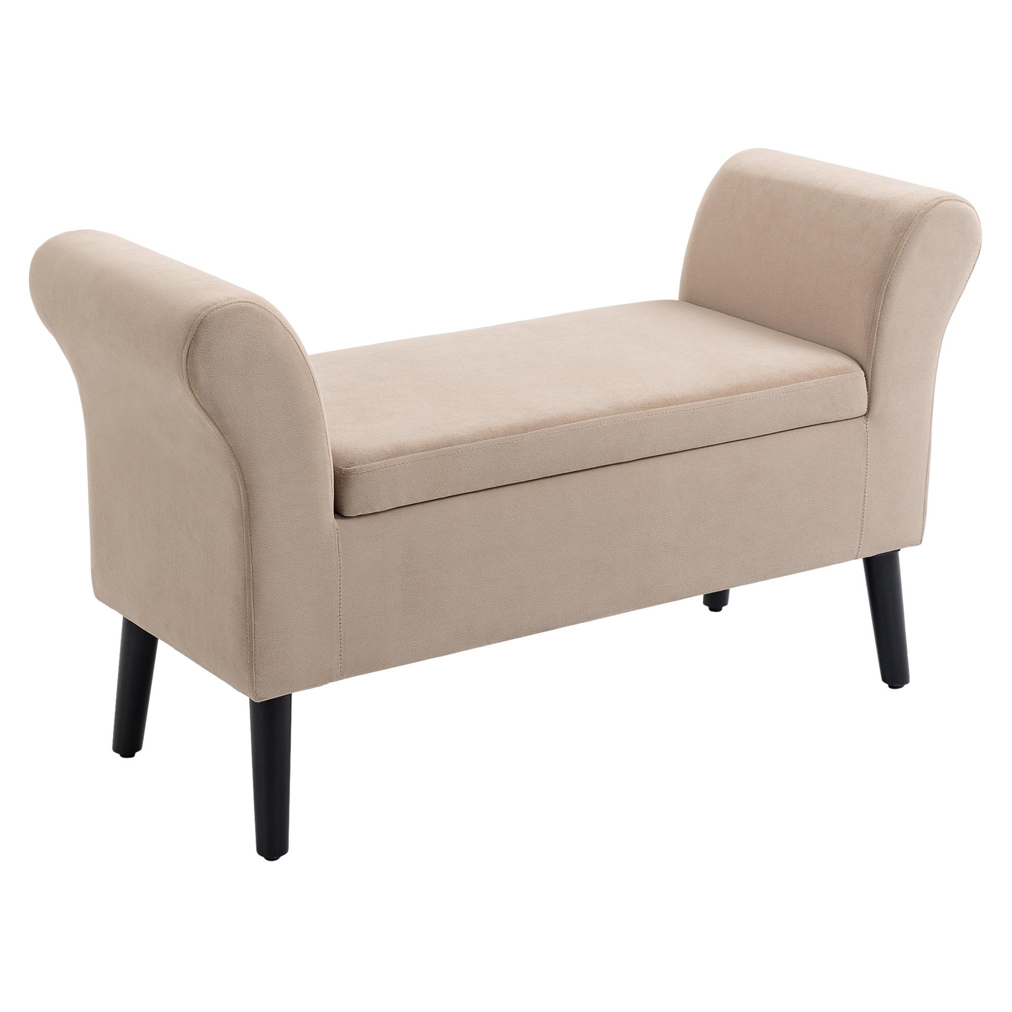 TRUHENBANK modern Gummiholz Beige - Beige, Kunststoff (41/65/111.5cm) - HOMCOM