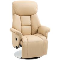 RELAXSESSEL, Fernsehsessel mit manuell Verstellbarer Rückenlehne, Fußteil, Beige - Beige/Silberfarben, Metall (78/109/80cm) - HOMCOM