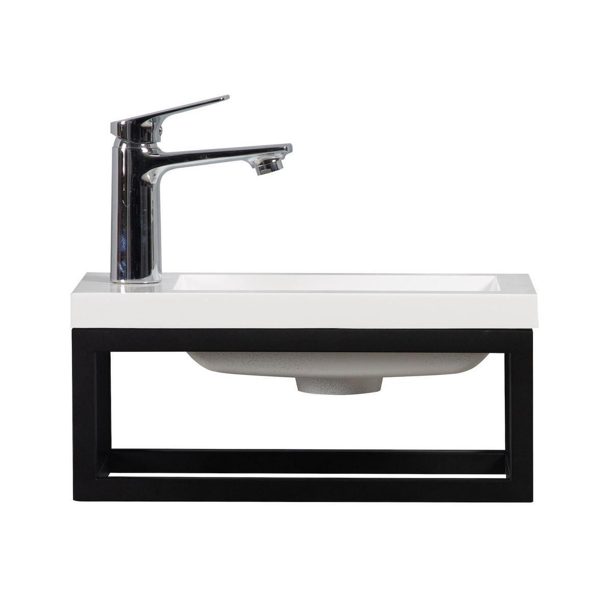 GÄSTE-WC Möbel Mesa 40 x 22 cm – Mattweiß mit schwarzem Metallgestell - Weiß, Holz (40/52/22cm) - Badplaats