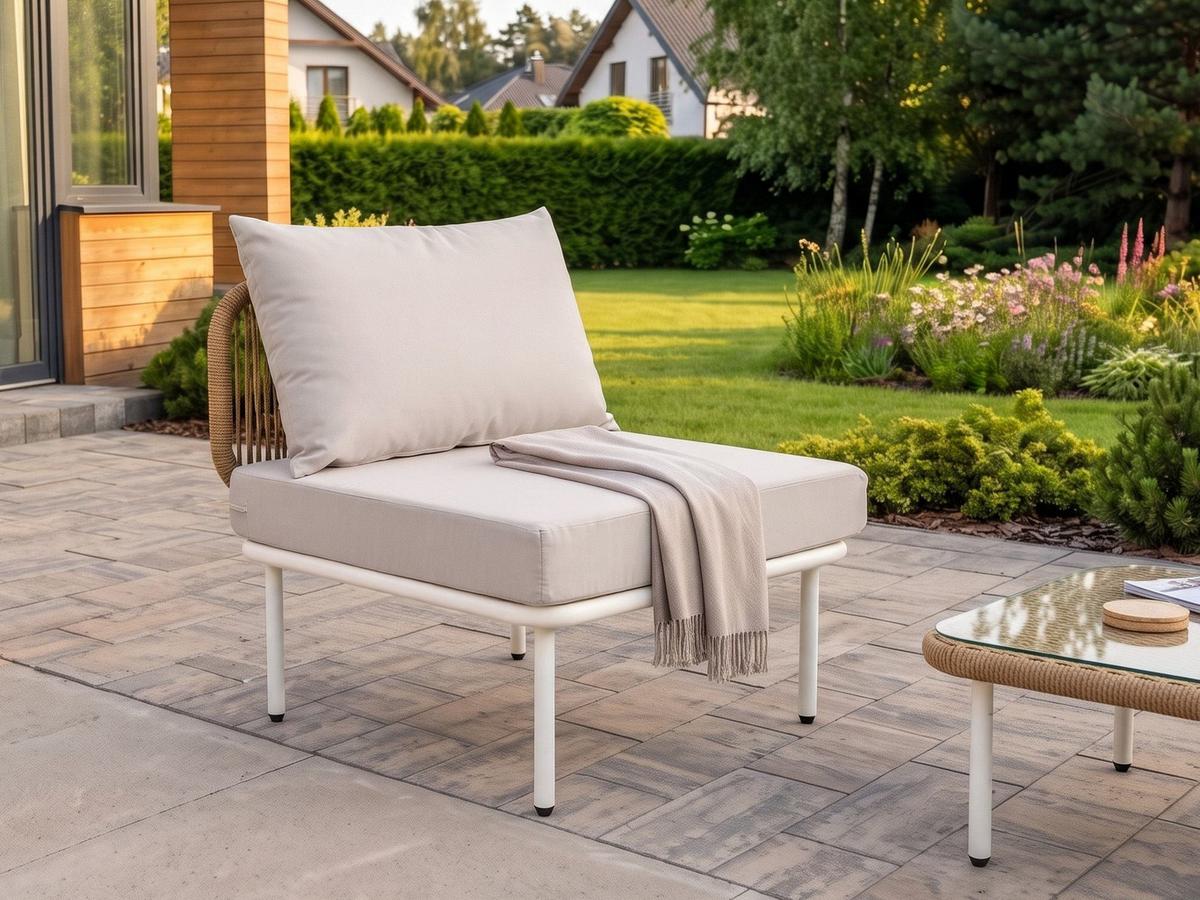1-SITZER Garten-Sesselmodul Hellbeige Baucina - Beige/Weiß, Metall (60/75/68cm) - Beliani