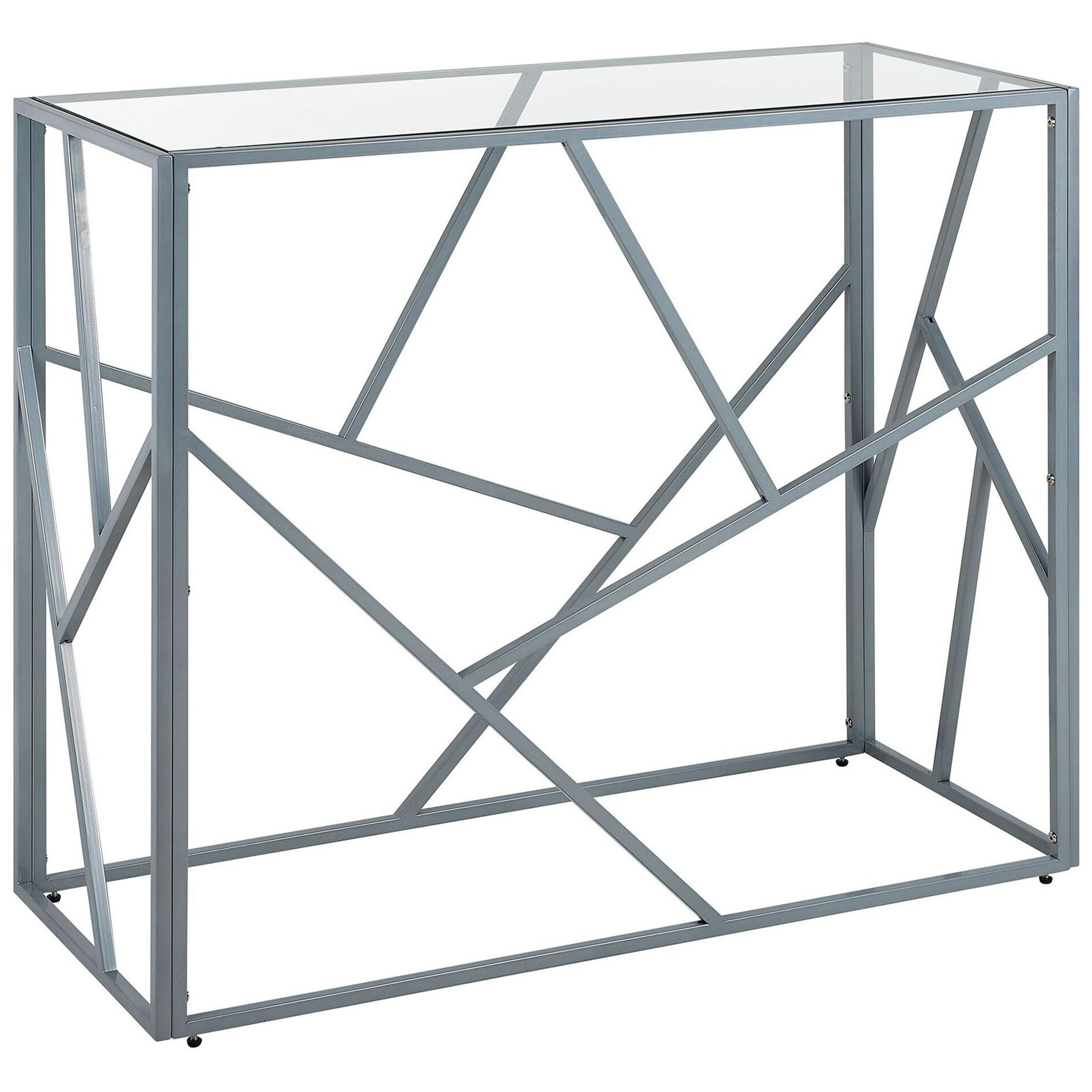 KONSOLENTISCH Glas silber Orland - Transparent/Silberfarben, Glas (40/100/85cm) - Beliani